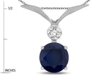 Star K Round 7mm Genuine Black Sapphire Pendant Necklace