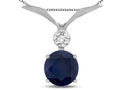 Star K Round 7mm Genuine Black Sapphire Pendant Necklace