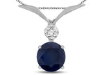 Star K Round 7mm Genuine Black Sapphire Pendant Necklace