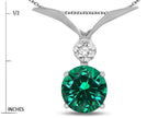 Star K Round 7mm Simulated Emerald Pendant Necklace