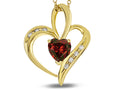 Star K Heart Shape 6mm Genuine Garnet Pendant Necklace