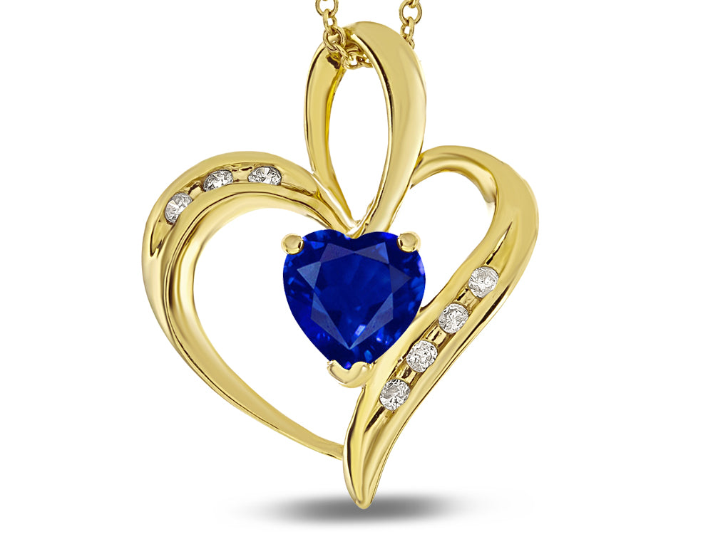Star K Heart Shape 6mm Created Sapphire Pendant Necklace
