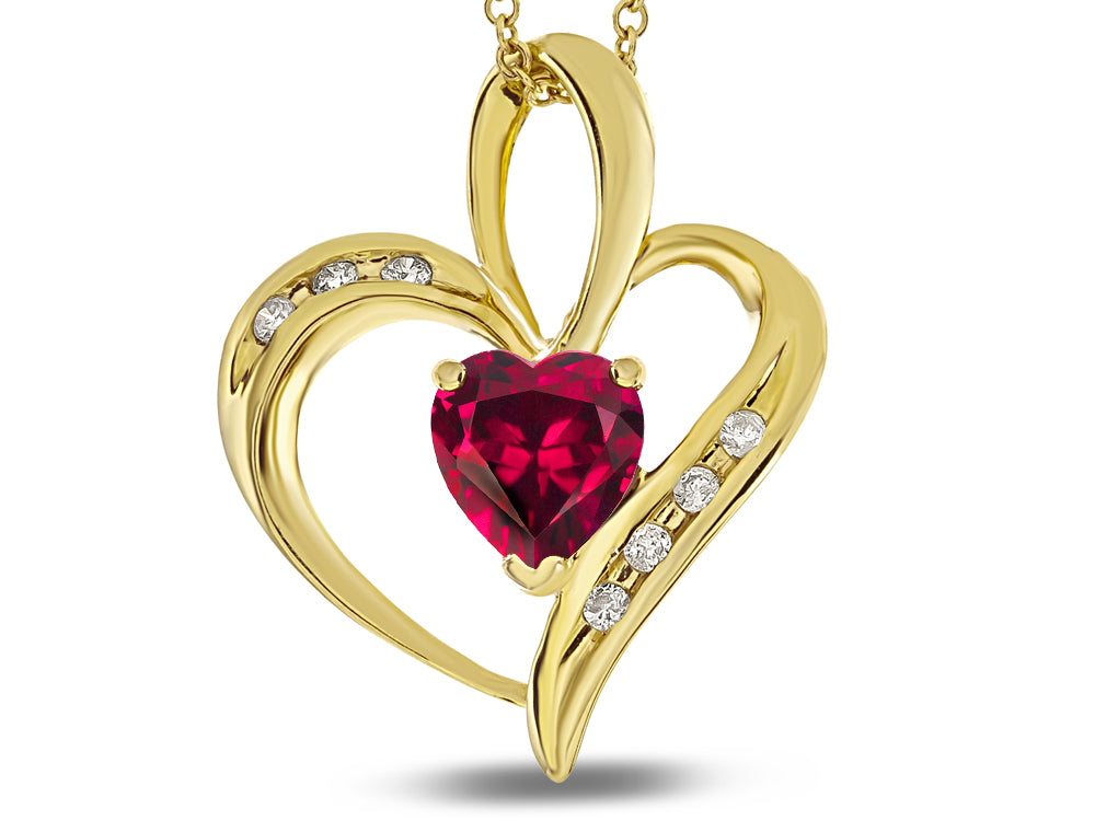Star K Heart Shape 6mm Created Ruby Pendant Necklace