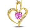 Star K Heart Shape 6mm Created Pink Sapphire Pendant Necklace