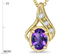 Star K™ Oval 7x5mm Genuine Amethyst Drop Pendant Necklace