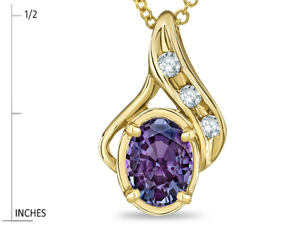 Star K™ Oval 7x5mm Simulated Alexandrite Drop Pendant Necklace