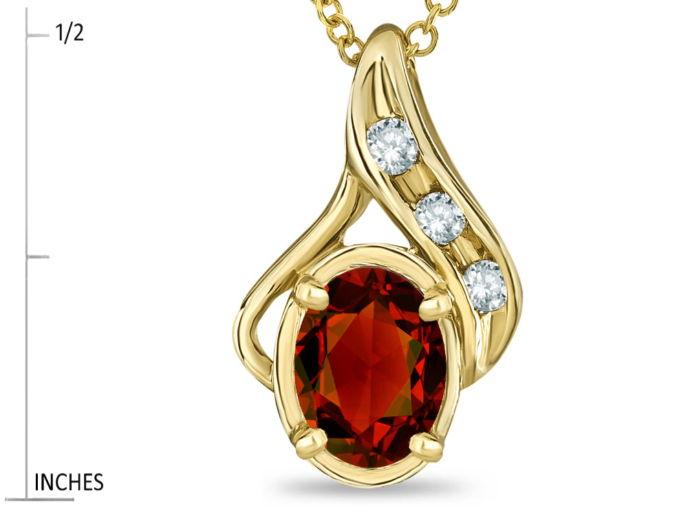 Star K™ Oval 7x5mm Genuine Garnet Drop Pendant Necklace