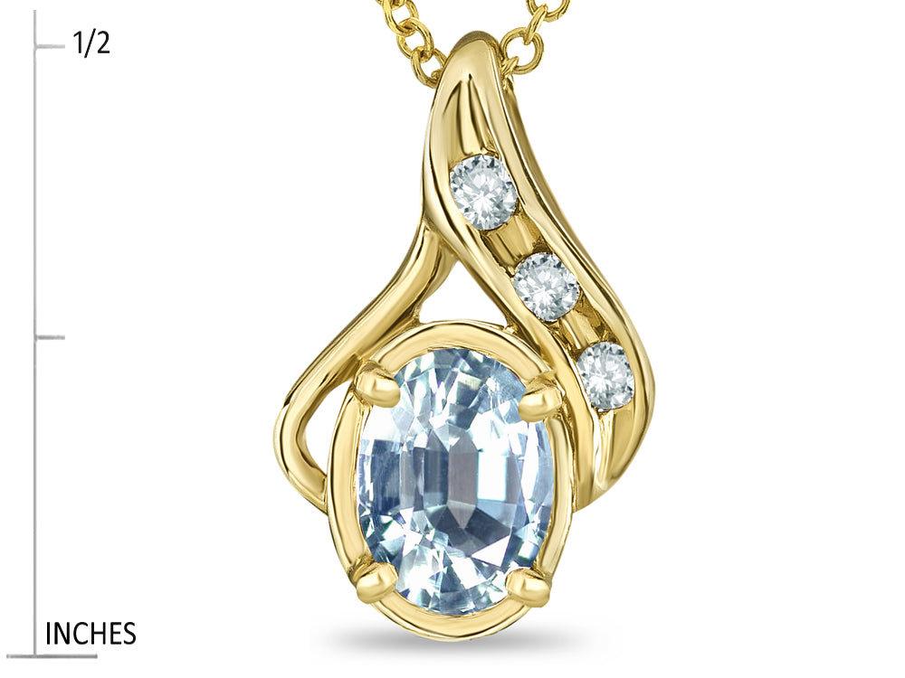 Star K™ Oval 7x5mm Genuine Aquamarine Drop Pendant Necklace