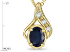 Star K™ Oval 7x5mm Genuine Black Sapphire Drop Pendant Necklace