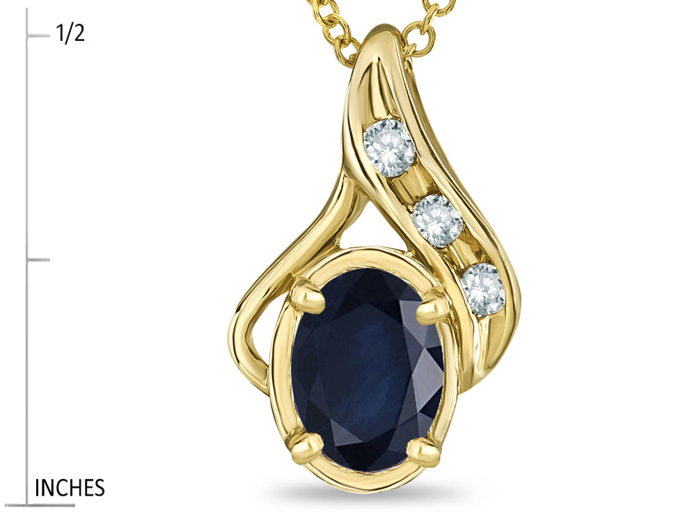 Star K™ Oval 7x5mm Genuine Black Sapphire Drop Pendant Necklace