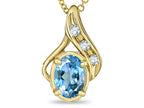 Star K Oval 7x5mm Genuine Blue Topaz Drop Pendant Necklace