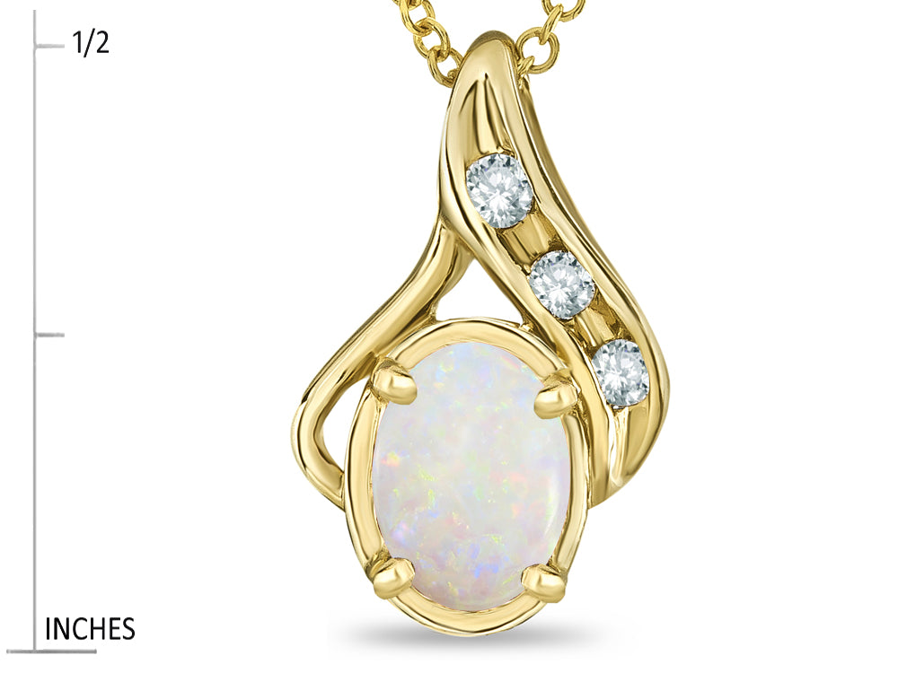 Star K™ Oval 7x5mm Genuine Opal Drop Pendant Necklace