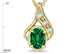 Star K Oval 7x5mm Simulated Emerald Drop Pendant Necklace