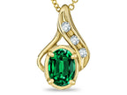Star K Oval 7x5mm Simulated Emerald Drop Pendant Necklace