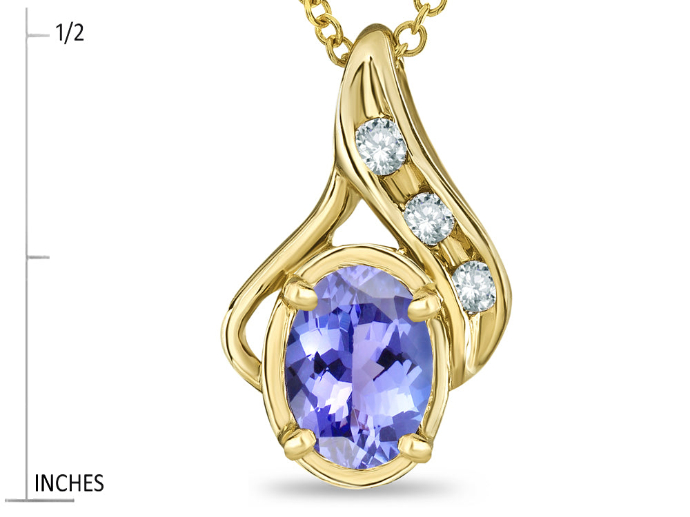 Star K Oval 7x5mm Genuine Tanzanite Drop Pendant Necklace