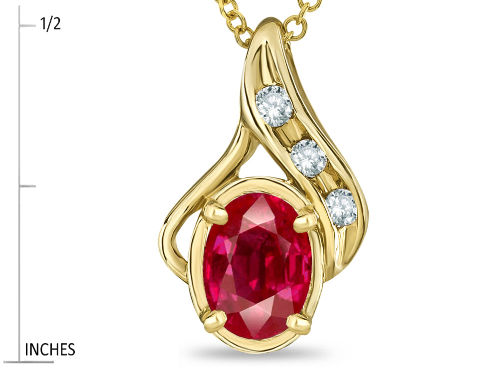 Star K™ Oval 7x5mm Created Ruby Drop Pendant Necklace