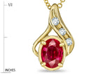 Star K™ Oval 7x5mm Created Ruby Drop Pendant Necklace