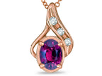 Star K Oval 7x5mm Genuine Rhodolite Drop Pendant Necklace