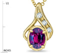 Star K™ Oval 7x5mm Genuine Rhodolite Drop Pendant Necklace
