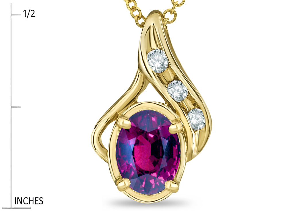 Star K™ Oval 7x5mm Genuine Rhodolite Drop Pendant Necklace