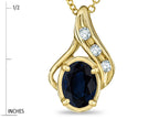 Star K Oval 7x5mm Genuine Sapphire Drop Pendant Necklace