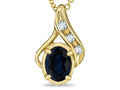 Star K Oval 7x5mm Genuine Sapphire Drop Pendant Necklace