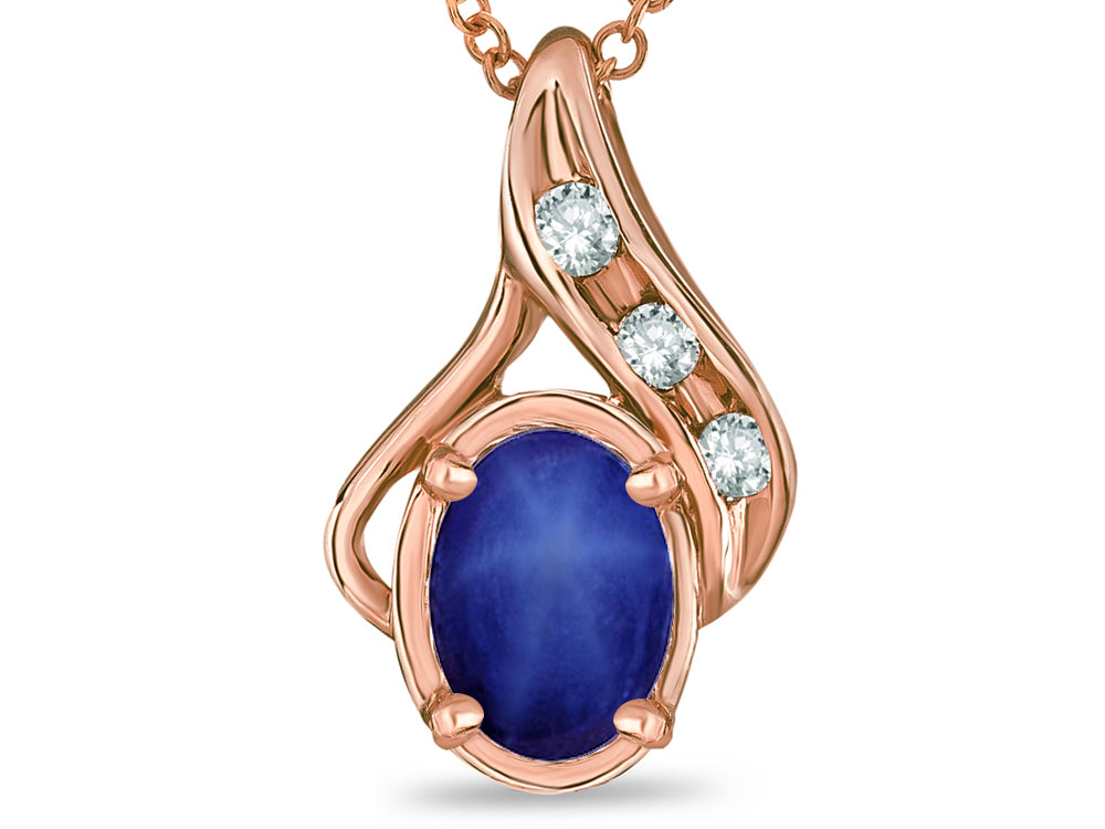 Star K™ Oval 7x5mm Created Star Sapphire Drop Pendant Necklace