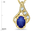 Star K Oval 7x5mm Created Star Sapphire Drop Pendant Necklace