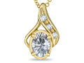Star K™ Oval 7x5mm Genuine White Topaz Drop Pendant Necklace
