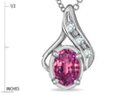 Star K Oval 7x5mm Genuine Pink Tourmaline Pendant Necklace