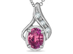 Star K Oval 7x5mm Genuine Pink Tourmaline Pendant Necklace
