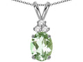Star K Oval 8x6mm Genuine Green Amethyst Rabbit Ear Pendant Necklace