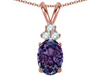 Star K Oval 8x6 mm Simulated Alexandrite Rabbit Ear Pendant Necklace
