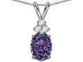 Star K Oval 8x6 mm Simulated Alexandrite Rabbit Ear Pendant Necklace