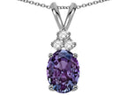 Star K Oval 8x6 mm Simulated Alexandrite Rabbit Ear Pendant Necklace