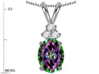 Star K Oval 8x6 mm Rainbow Mystic Topaz Rabbit Ear Pendant Necklace