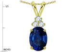 Star K Oval 8x6 mm Created Sapphire Rabbit Ear Pendant Necklace