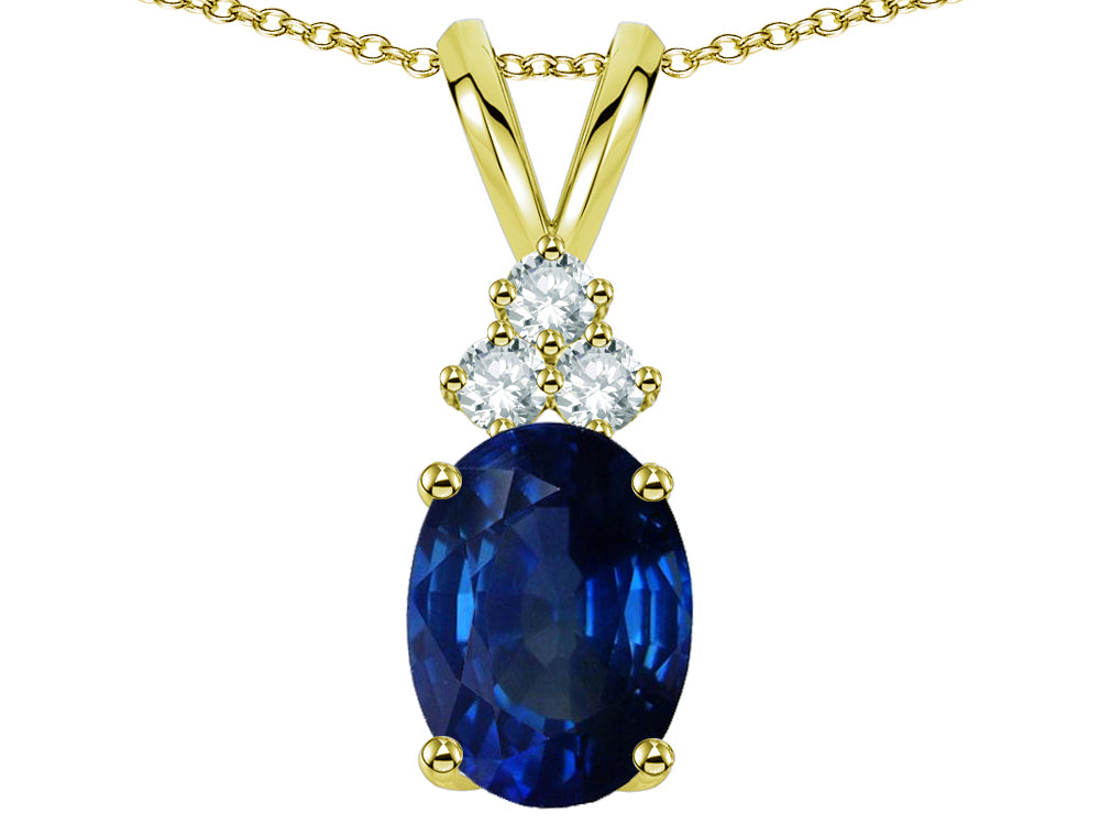Star K Oval 8x6 mm Created Sapphire Rabbit Ear Pendant Necklace