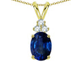 Star K Oval 8x6 mm Created Sapphire Rabbit Ear Pendant Necklace
