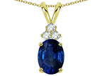 Star K Oval 8x6 mm Created Sapphire Rabbit Ear Pendant Necklace