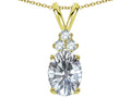 Star K Oval 8x6mm Genuine White Topaz Rabbit Ear Pendant Necklace