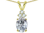 Star K Oval 8x6mm Genuine White Topaz Rabbit Ear Pendant Necklace
