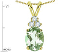 Star K Oval 8x6mm Genuine Green Amethyst Rabbit Ear Pendant Necklace