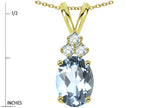 Star K Oval 8x6mm Genuine Aquamarine Rabbit Ear Pendant Necklace