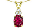 Star K Oval 8x6 mm Created Ruby Rabbit Ear Pendant Necklace