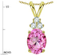Star K Oval 8x6 mm Created Pink Sapphire Rabbit Ear Pendant Necklace