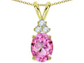 Star K Oval 8x6 mm Created Pink Sapphire Rabbit Ear Pendant Necklace