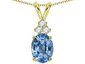 Star K Oval 8x6 mm Simulated Aquamarine Rabbit Ear Pendant Necklace