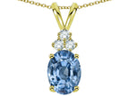 Star K Oval 8x6 mm Simulated Aquamarine Rabbit Ear Pendant Necklace
