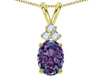 Star K Oval 8x6 mm Simulated Alexandrite Rabbit Ear Pendant Necklace